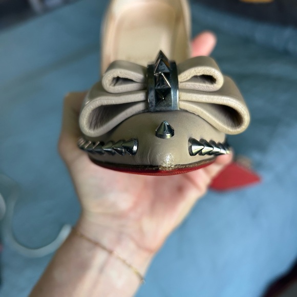 Louboutin Lucifer Bow 120 Spike Pumps size 38.5 Nude Pomice - Picture 15 of 15